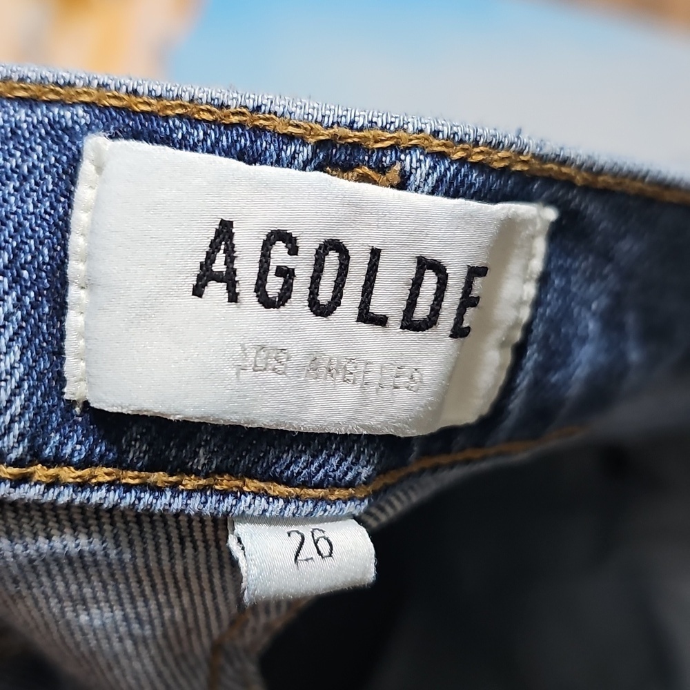Agolde Los Angeles Distressed Classic 5 Button Blue Denim Jeans Size 26 - Picture 4 of 6